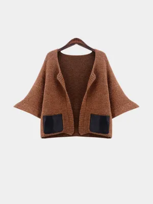 3/4 Sleeve Brown Plus Size Tops