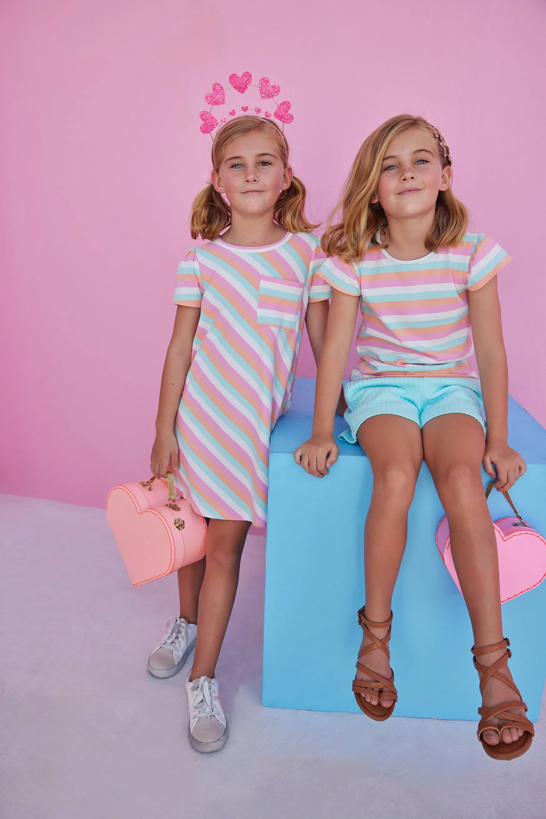 Angel Sleeve Tee - Sherbert Stripe