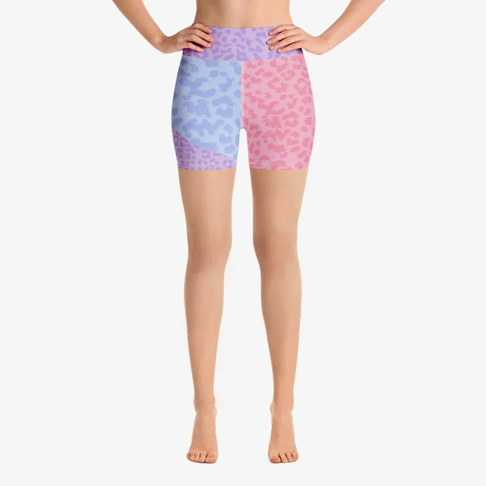 Animal Printed Yoga Shorts "FrankenCheetah" Pastel