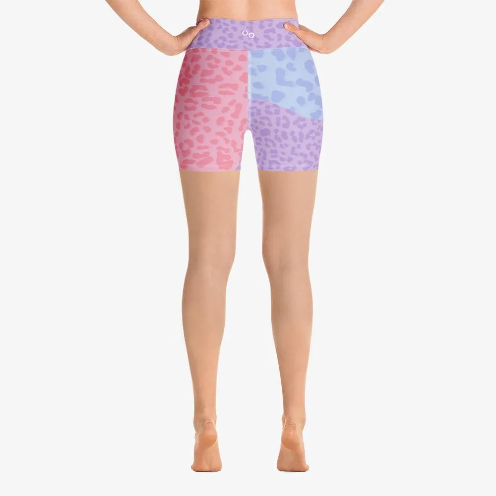Animal Printed Yoga Shorts "FrankenCheetah" Pastel