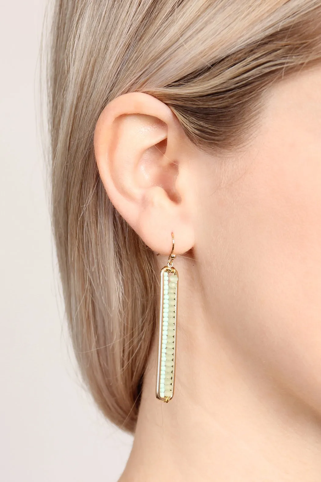 Bar Cutout Beaded Drop Earrings