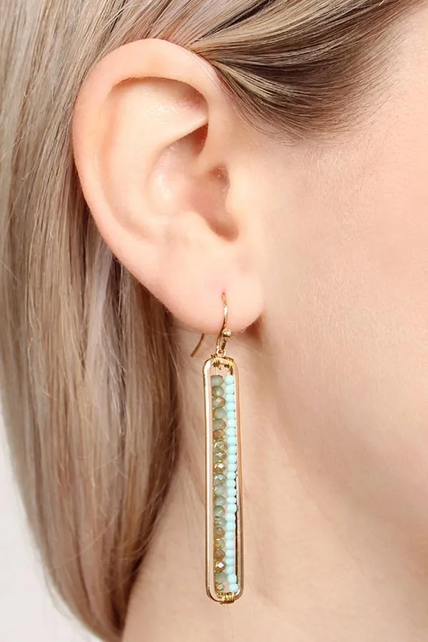 Bar Cutout Beaded Drop Earrings