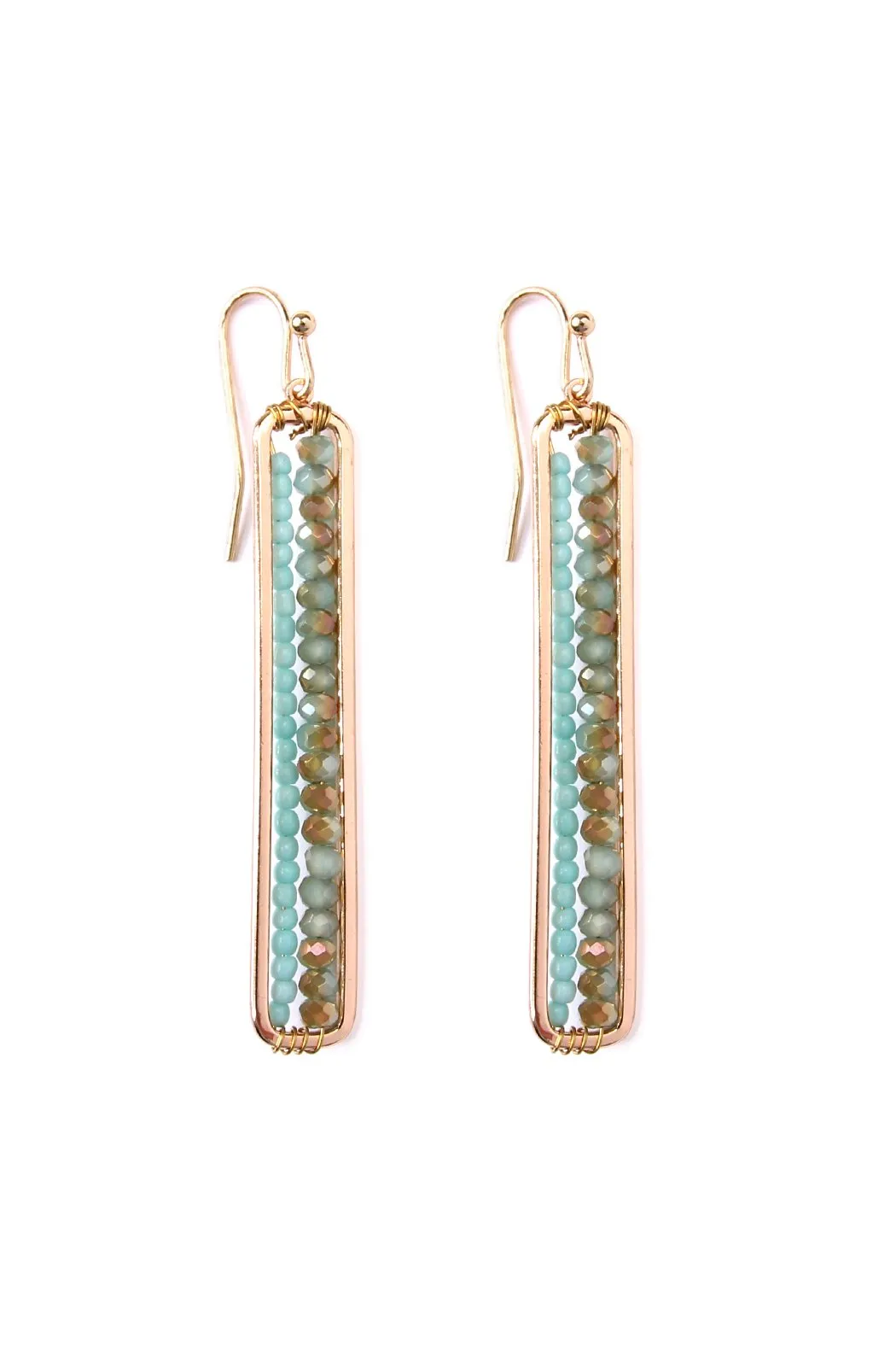 Bar Cutout Beaded Drop Earrings
