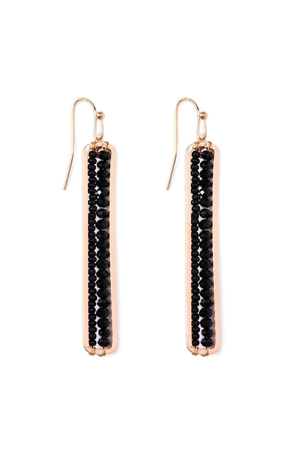 Bar Cutout Beaded Drop Earrings