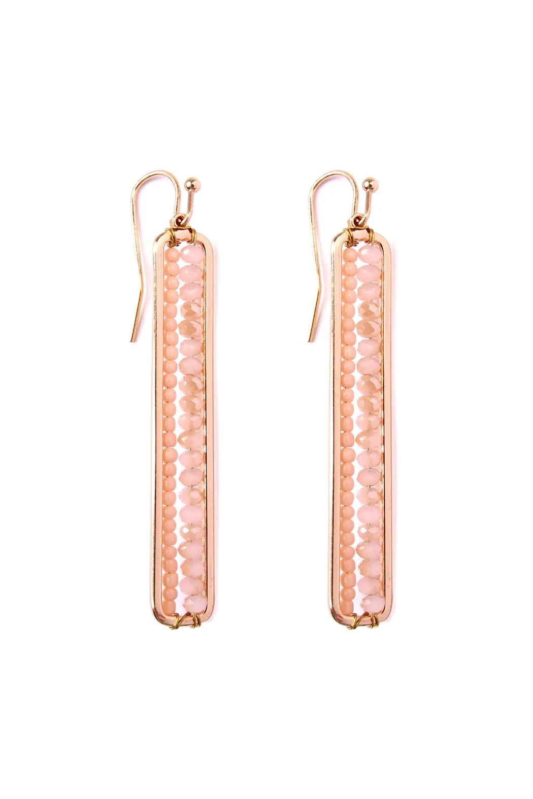 Bar Cutout Beaded Drop Earrings