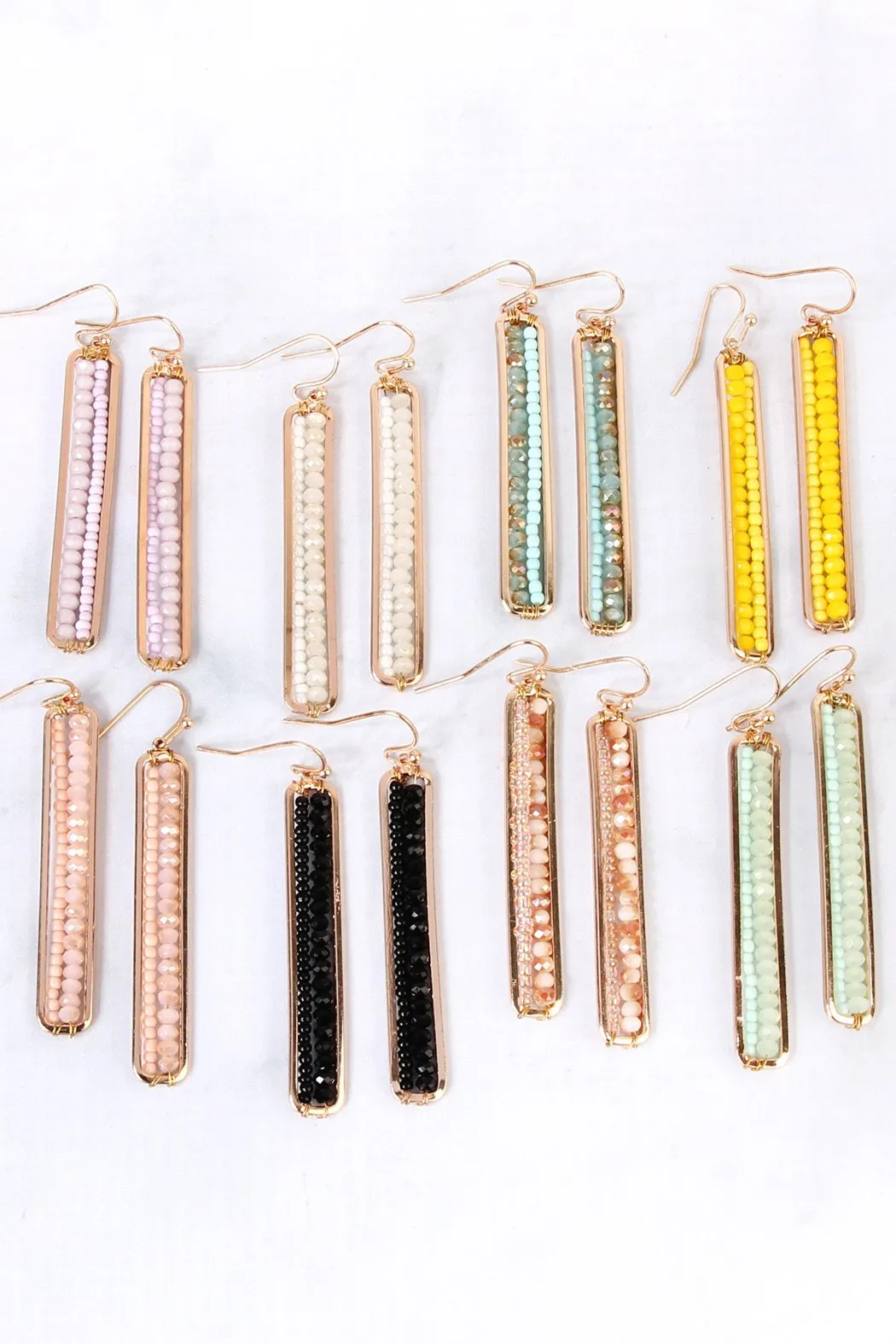 Bar Cutout Beaded Drop Earrings