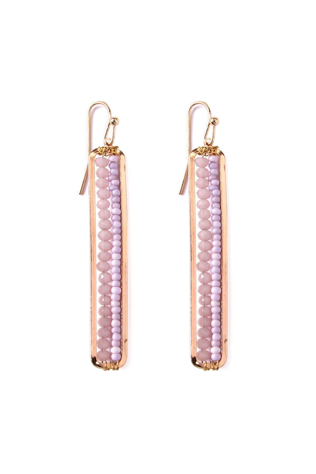 Bar Cutout Beaded Drop Earrings