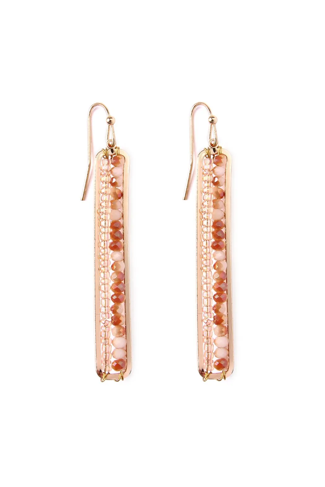 Bar Cutout Beaded Drop Earrings