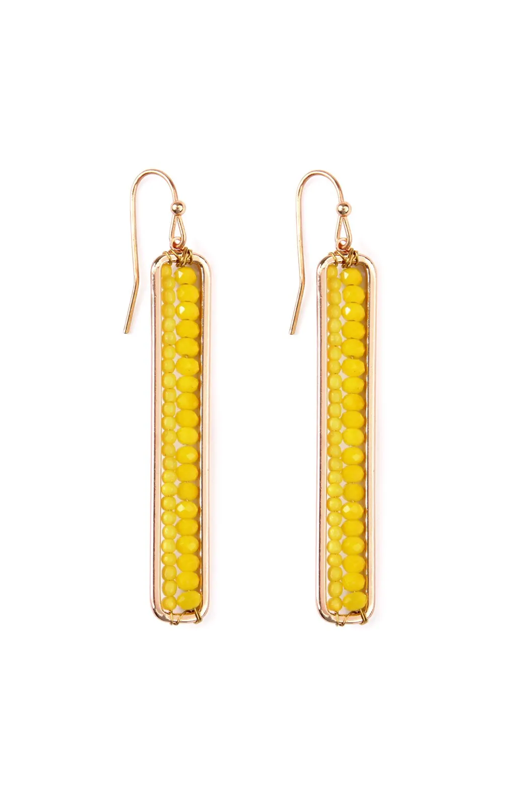 Bar Cutout Beaded Drop Earrings