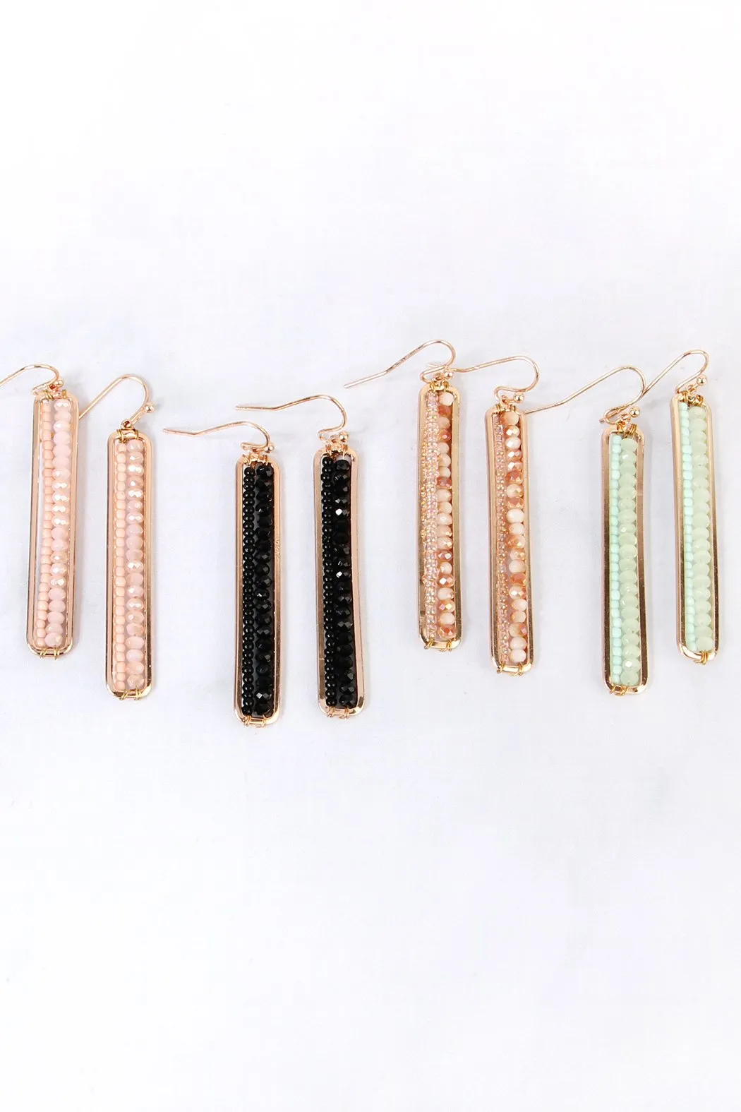 Bar Cutout Beaded Drop Earrings