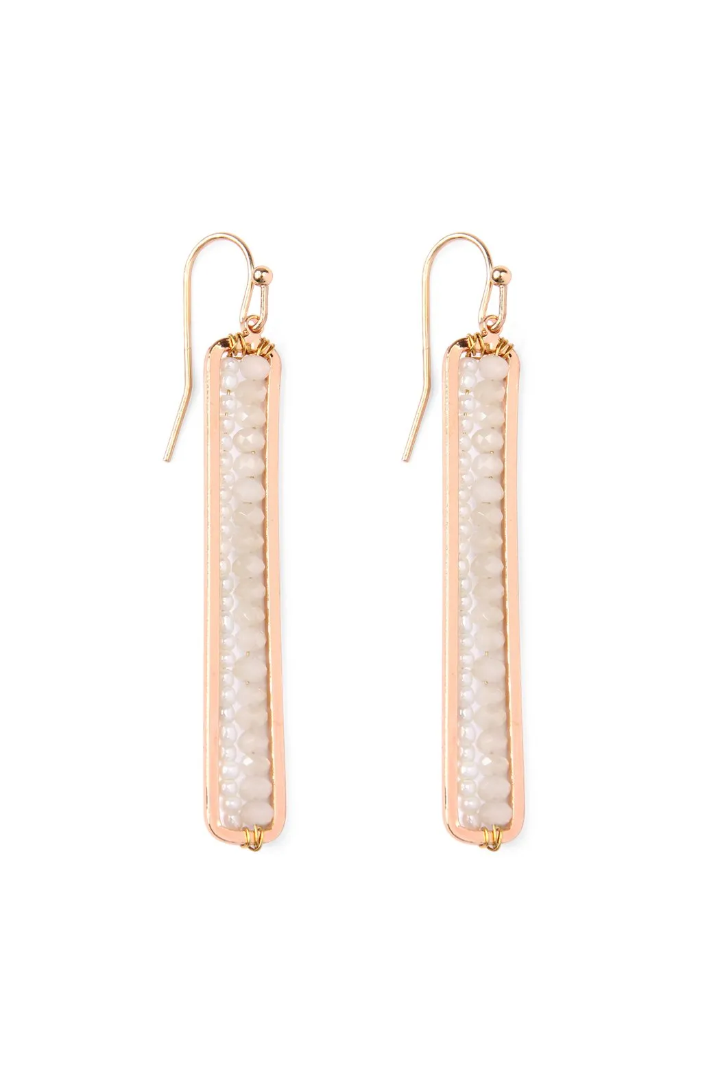 Bar Cutout Beaded Drop Earrings