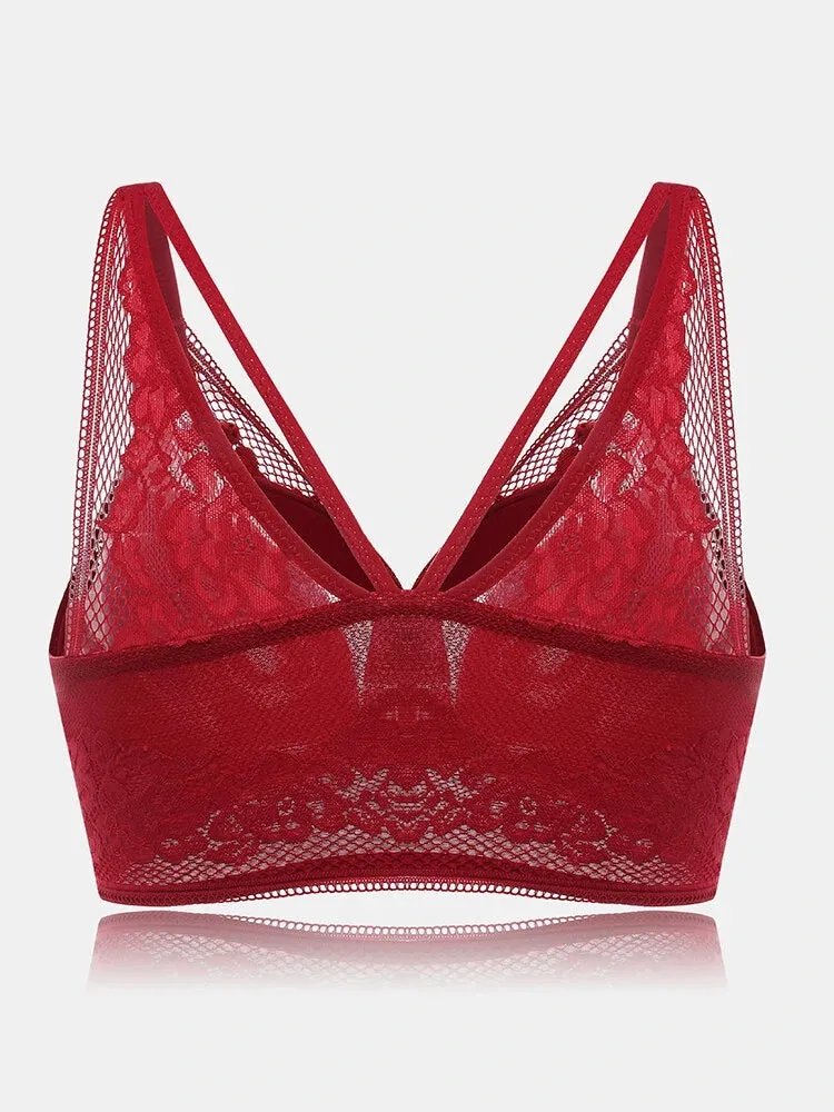 Beauty Back Lace Jacquard Wireless Front Closure Thin Breathable Bra