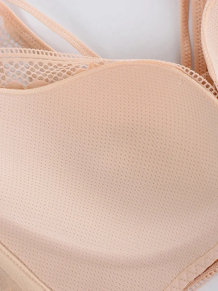Beauty Back Lace Jacquard Wireless Front Closure Thin Breathable Bra