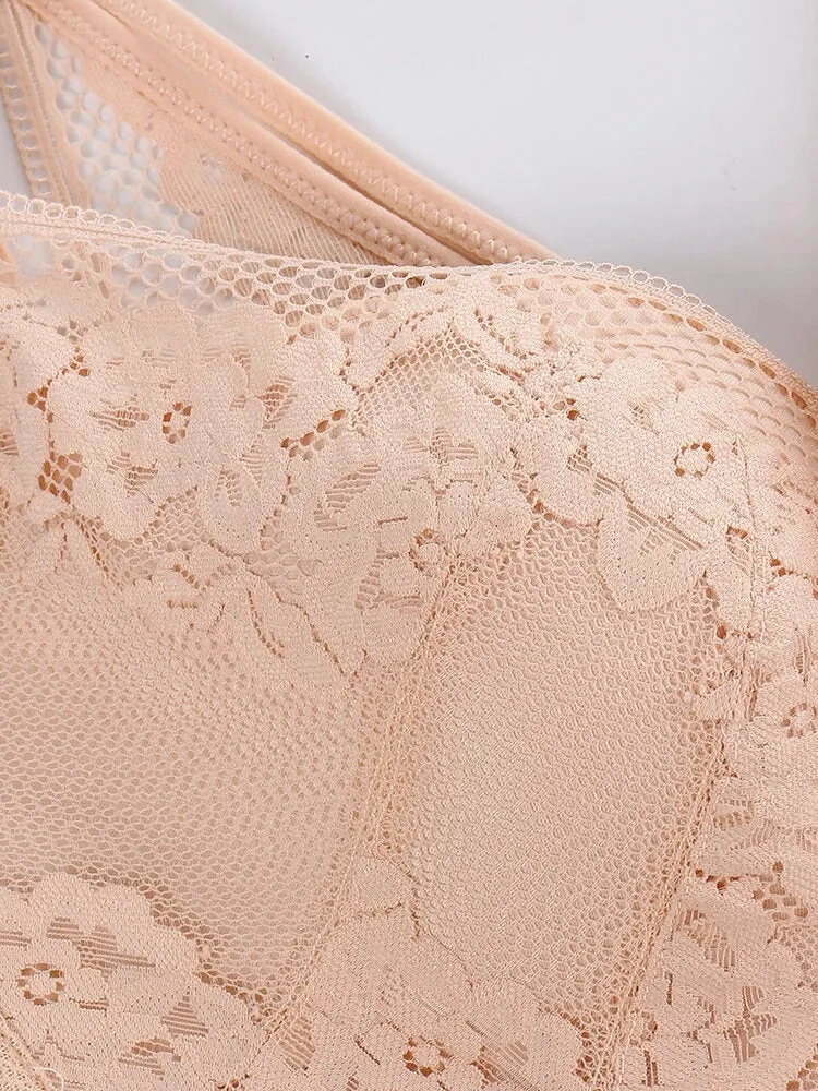 Beauty Back Lace Jacquard Wireless Front Closure Thin Breathable Bra