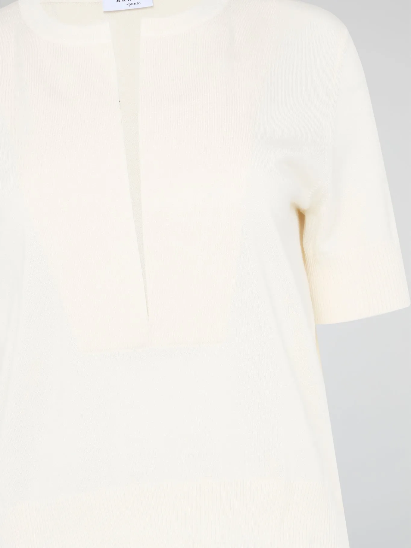 Beige Ribbed Trim Top