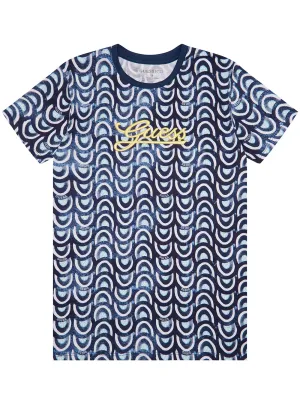 Blue Floral Print Short Sleeve T-Shirt (7-16)