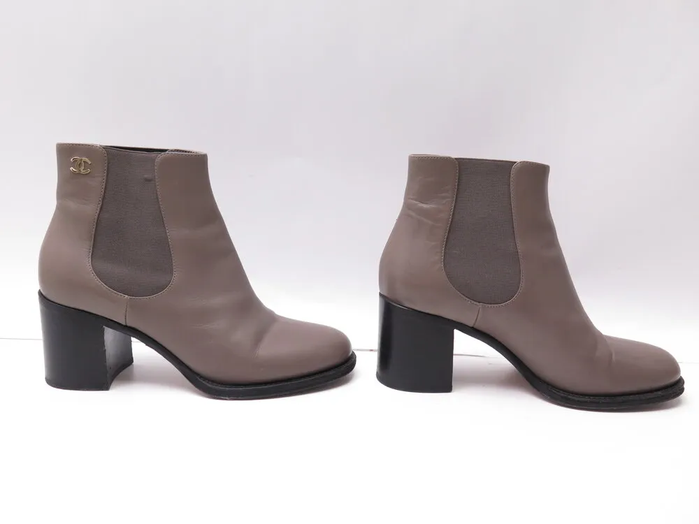 Chanel Leather Ankle Boots, 37