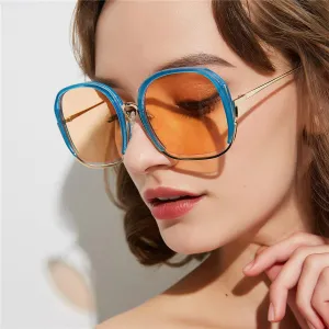 Colorful Fashionable Large Half-Frame Sunglasses – UV400 Protection