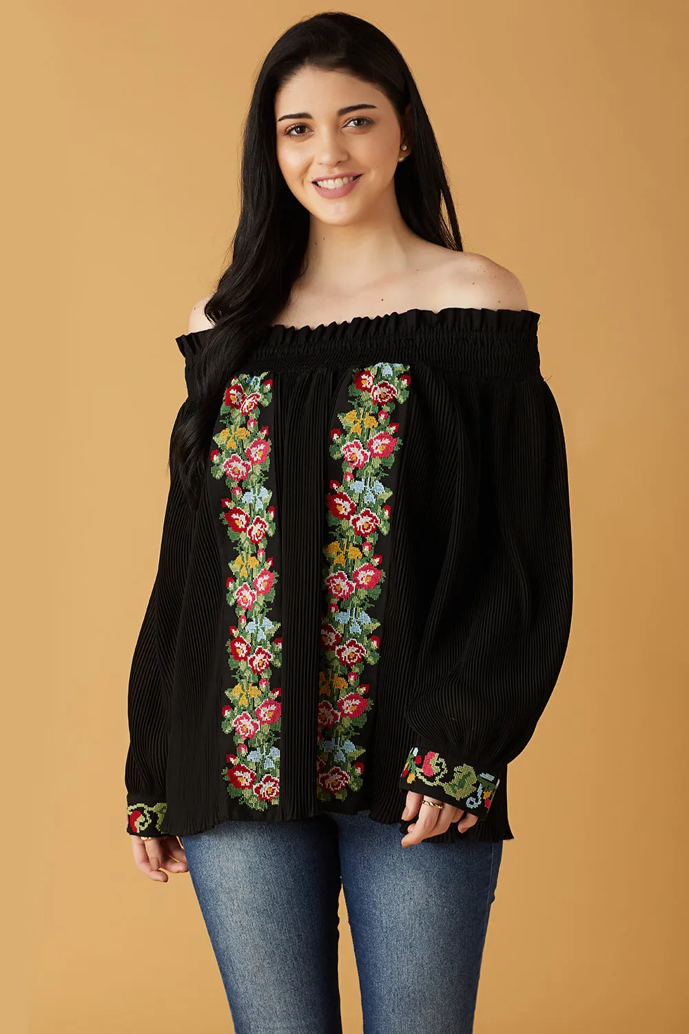 Daintly Embroidered Off Shoulder Blouse