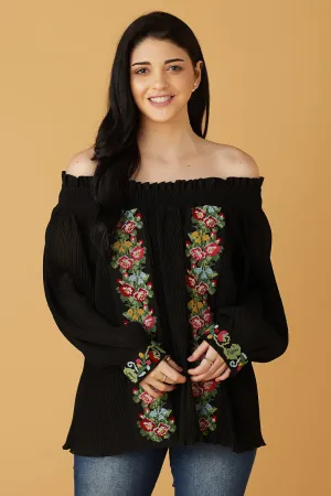 Daintly Embroidered Off Shoulder Blouse