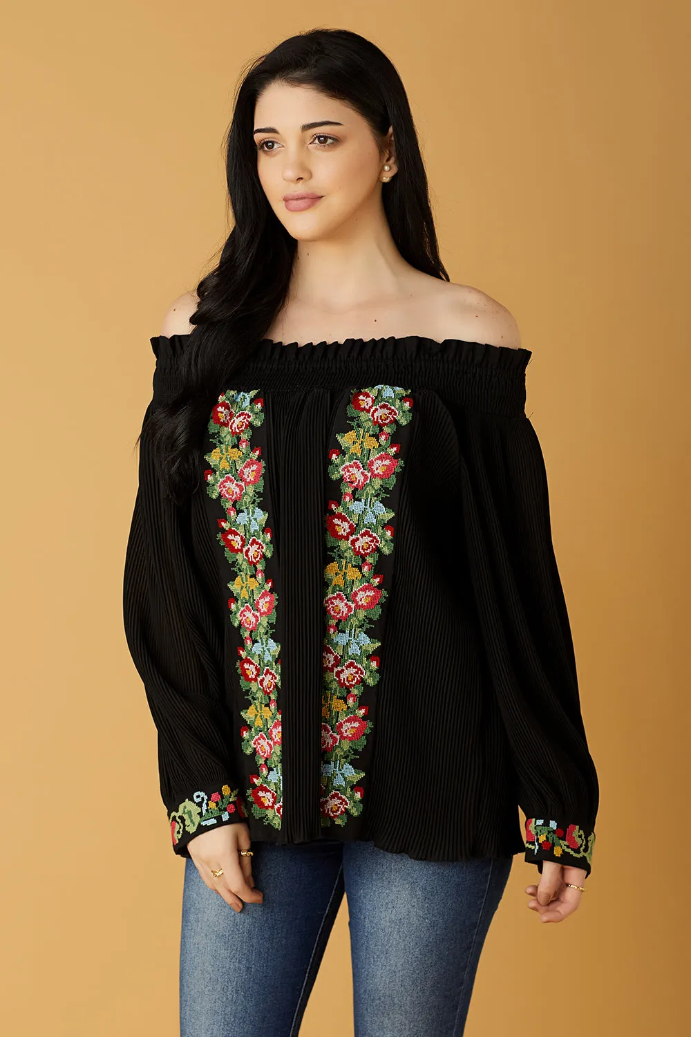 Daintly Embroidered Off Shoulder Blouse