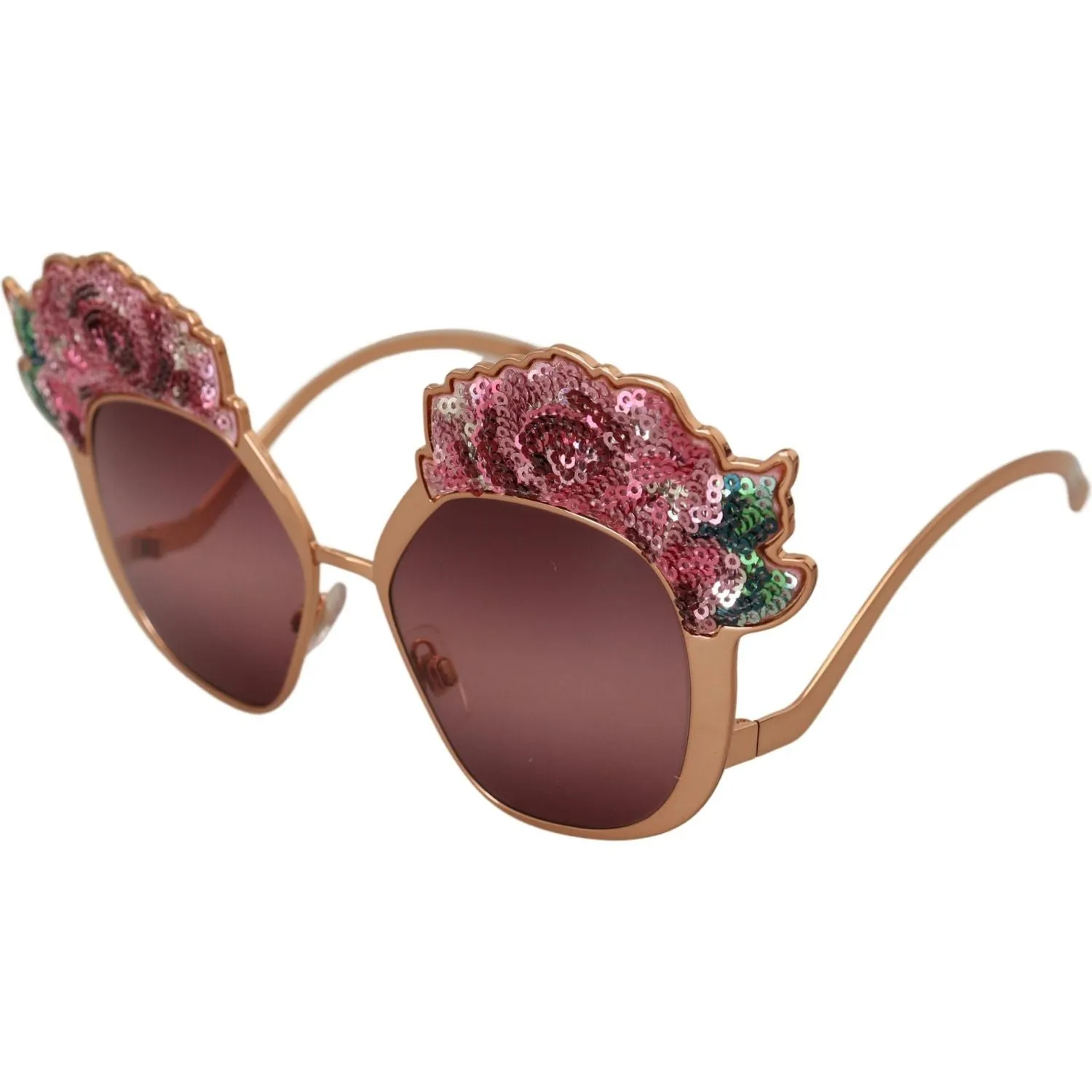 Dolce & Gabbana Chic Rose Sequin Embroidered Sunglasses