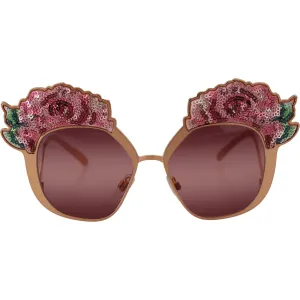 Dolce & Gabbana Chic Rose Sequin Embroidered Sunglasses