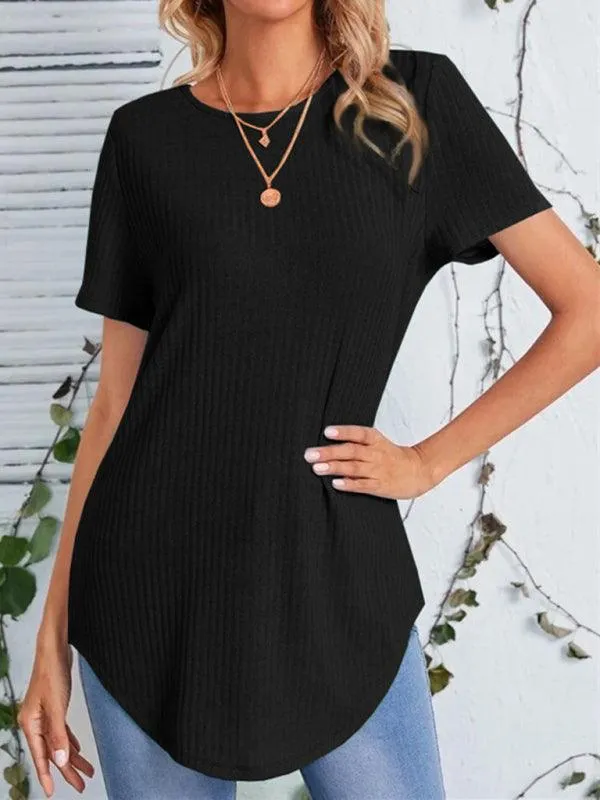Elegant Back-Slit Short Sleeve Blouse for Women