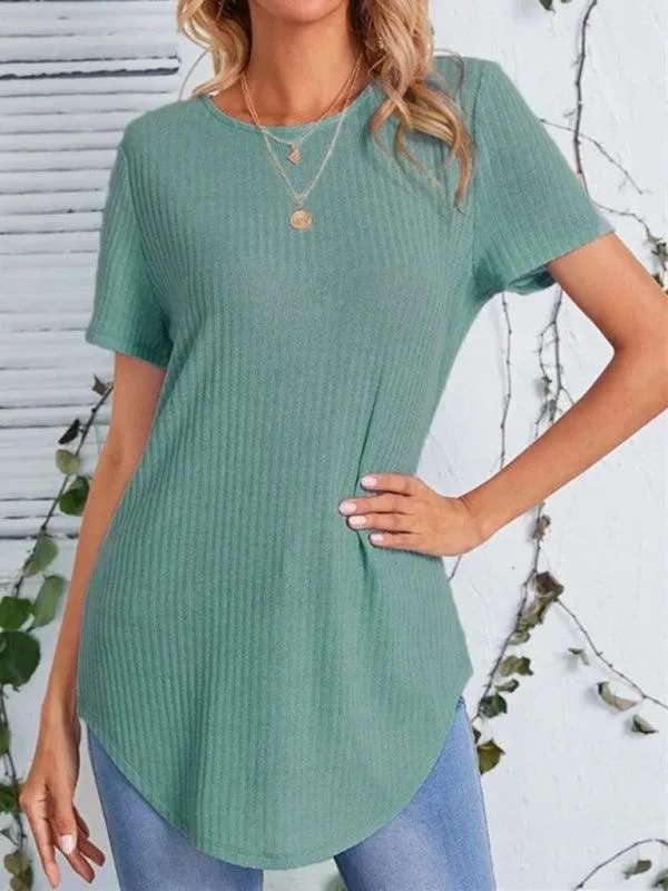 Elegant Back-Slit Short Sleeve Blouse for Women