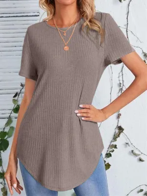 Elegant Back-Slit Short Sleeve Blouse for Women