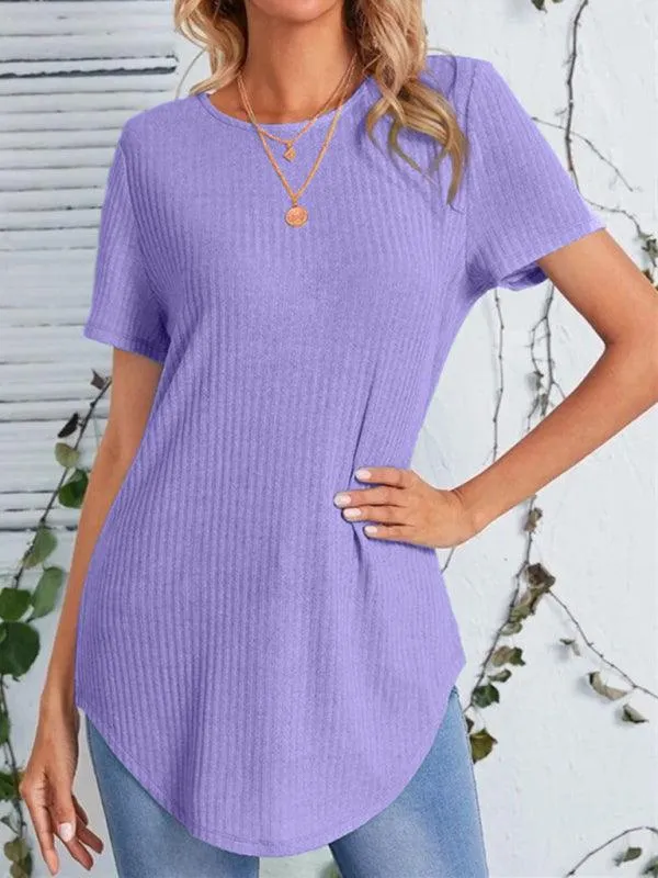 Elegant Back-Slit Short Sleeve Blouse for Women