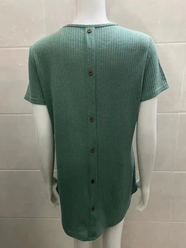 Elegant Back-Slit Short Sleeve Blouse for Women