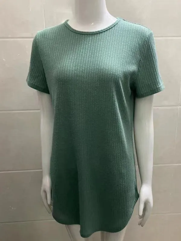 Elegant Back-Slit Short Sleeve Blouse for Women