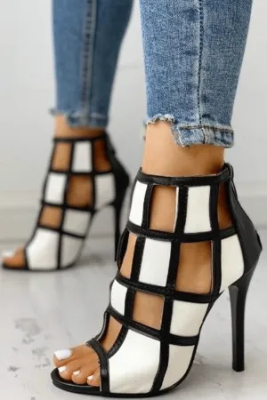 Elegant black & white short boots