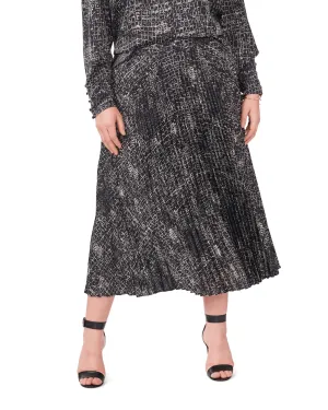 Emily Pleated Croc Print Skirt | RICH BLACK