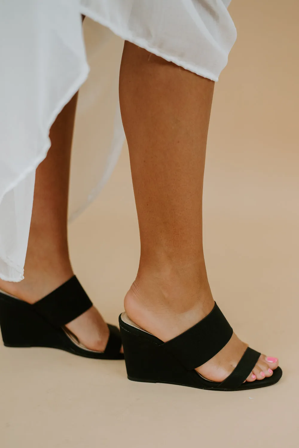 Feeling Fanciful Wedge Sandal, Black