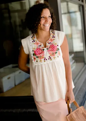 Floralscape Smocked Top - FINAL SALE