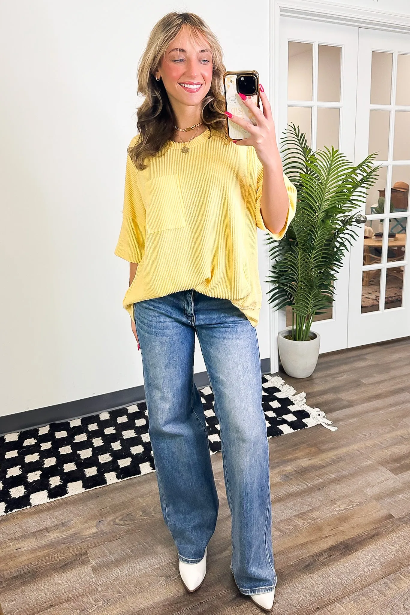 Go With It Raw Edge Relaxed Pocket Top
