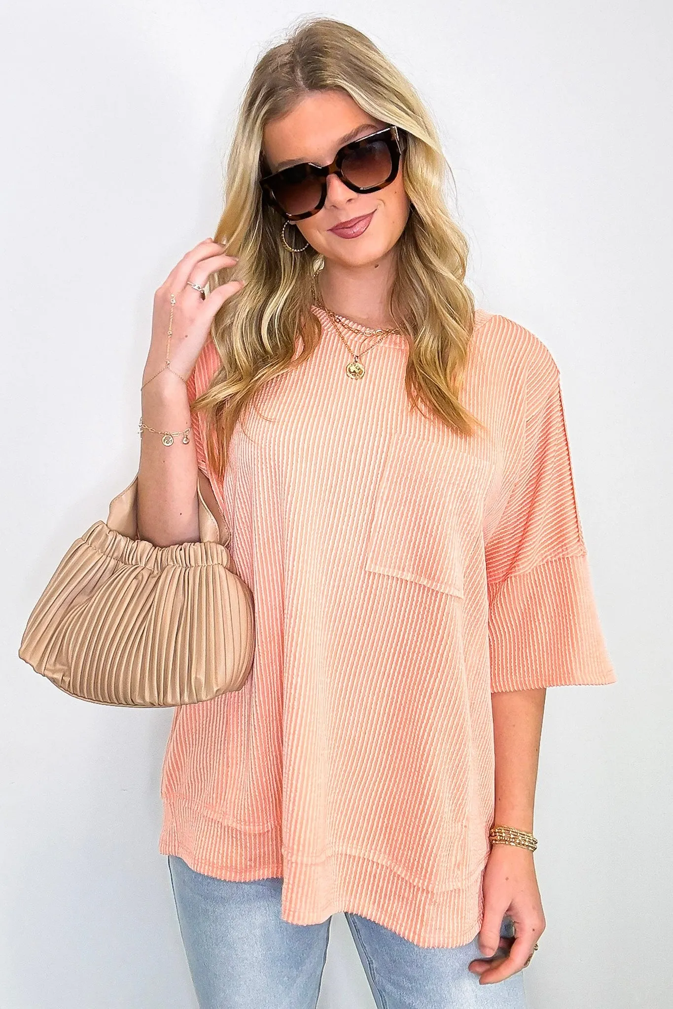 Go With It Raw Edge Relaxed Pocket Top