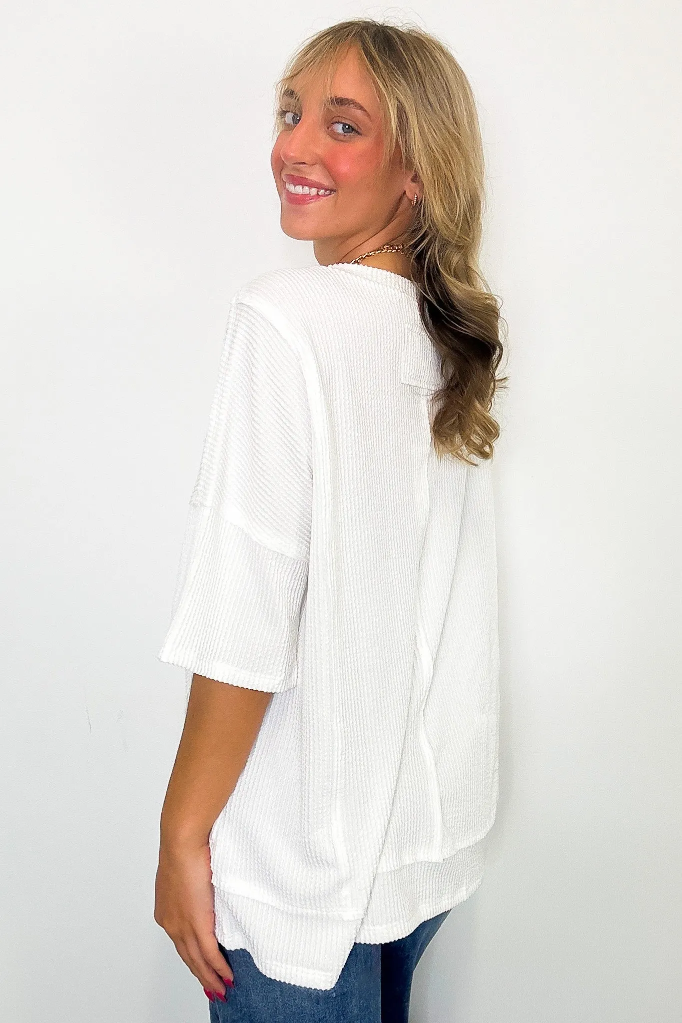 Go With It Raw Edge Relaxed Pocket Top