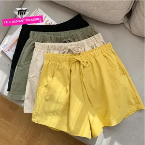 High-Waisted Casual Linen Shorts