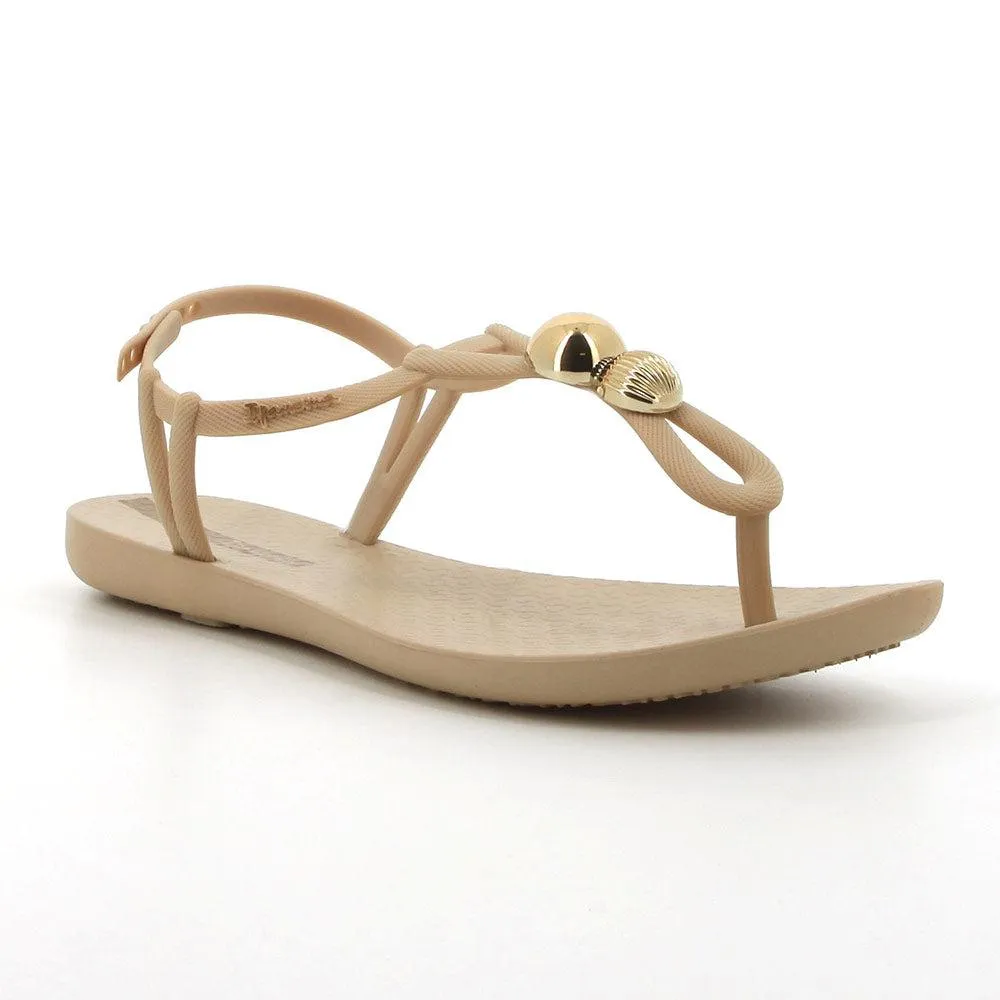 Ipanema Slingback Sandal With Trim  - Beige/Silver
