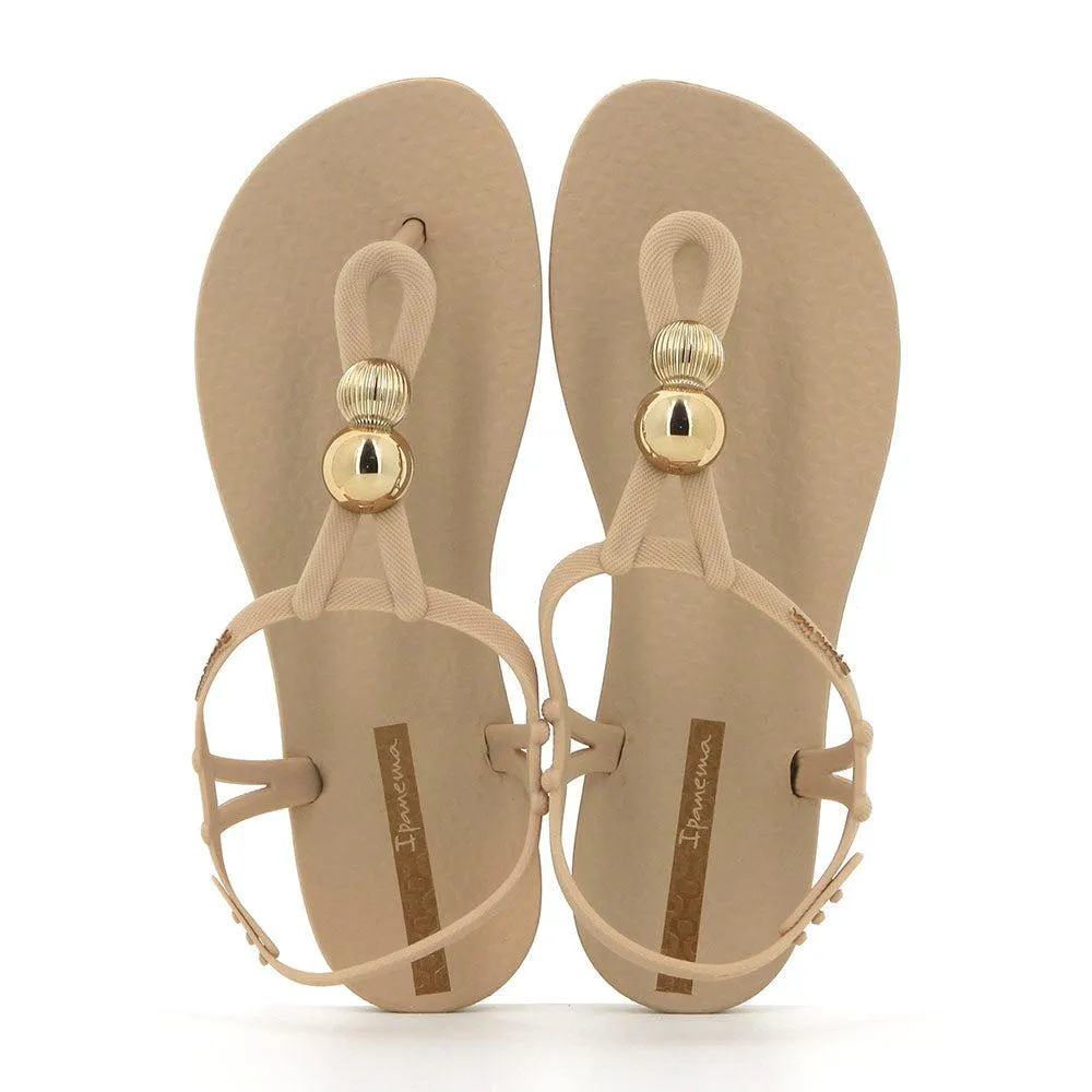 Ipanema Slingback Sandal With Trim  - Beige/Silver