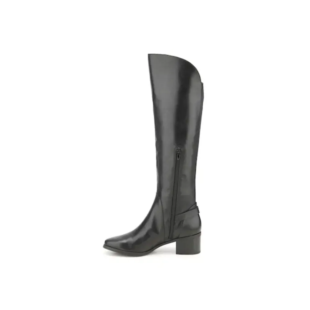 Jamee Black Leather Anne Klein Wide Calf Boots