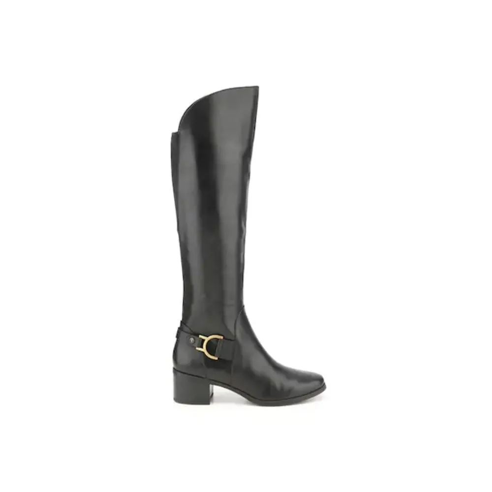 Jamee Black Leather Anne Klein Wide Calf Boots