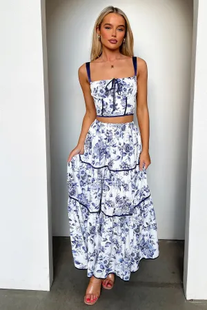 Joy Maxi Skirt - Blue Floral