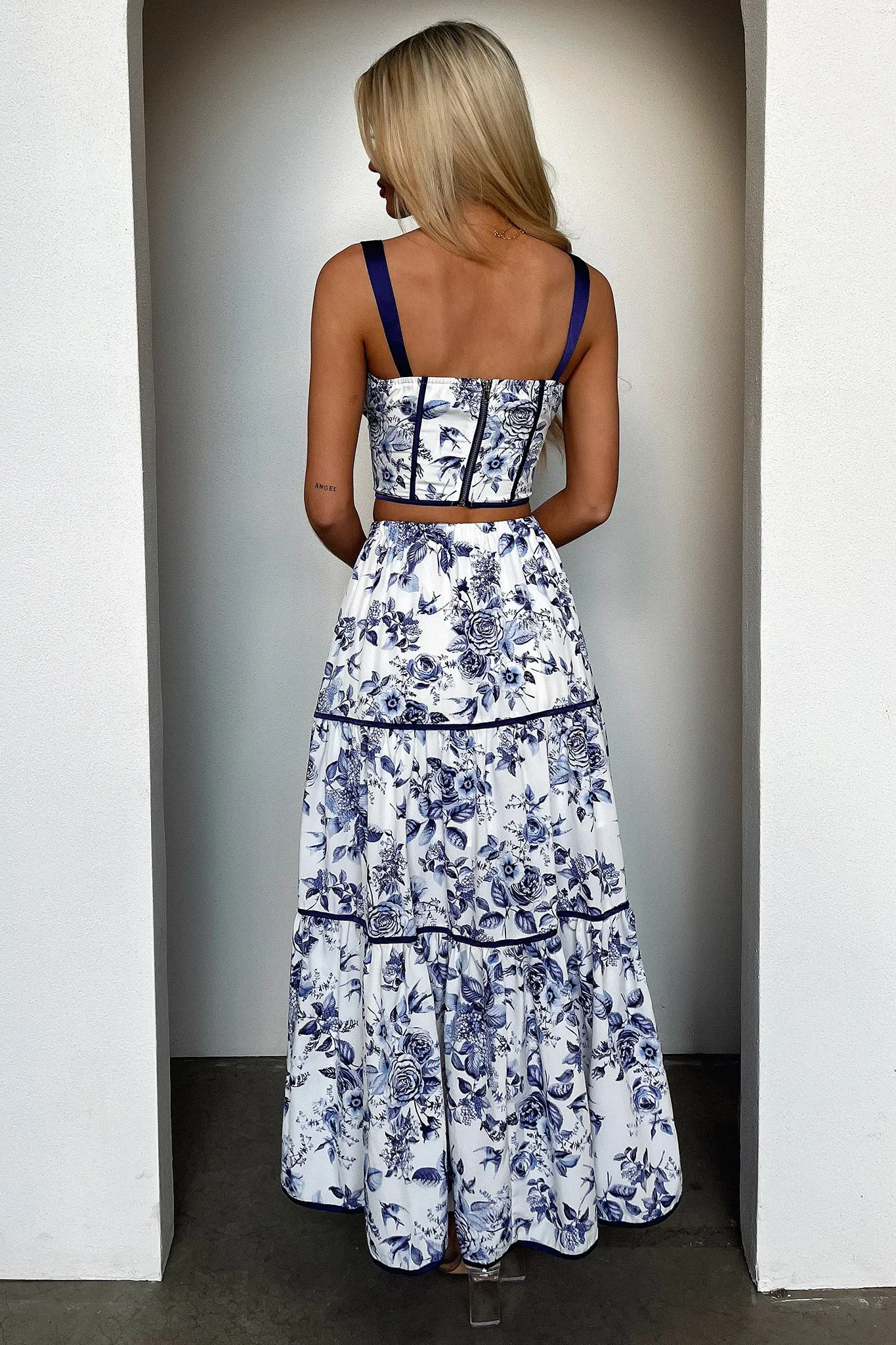 Joy Maxi Skirt - Blue Floral