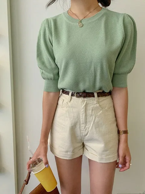 [Korea Style] Puff Solid Sweatshirts