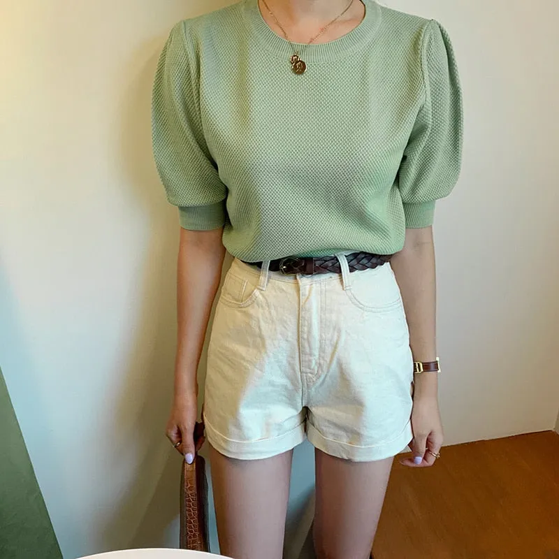 [Korea Style] Puff Solid Sweatshirts
