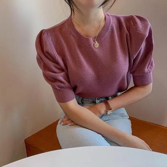 [Korea Style] Puff Solid Sweatshirts